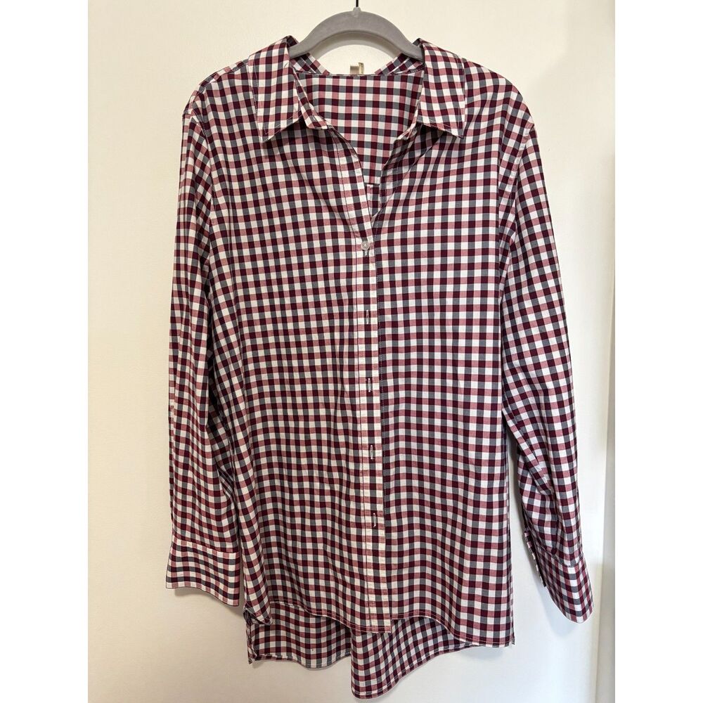 Tyler Böe XL Red Gingham Button Front Shirt 100% Cotton Preppy Lightweight